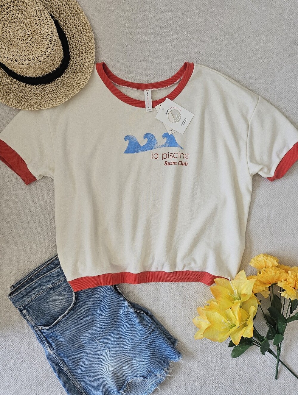NWT Anthropologie Daily Practice La Piscine Swim Club Graphic Tee XL